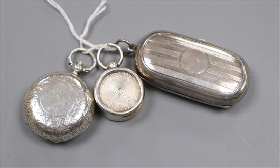 Three assorted late 19th/early 20th century silver sovereign cases including a double sovereign case.